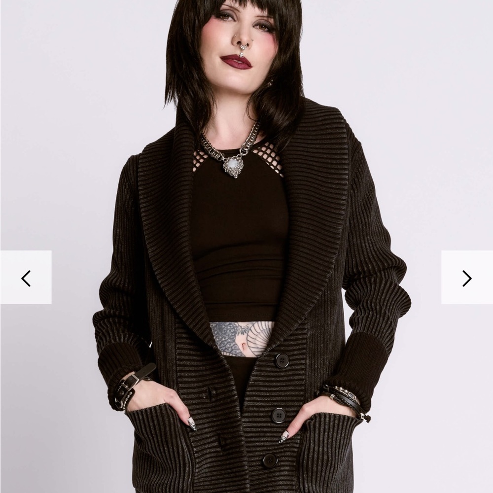 Midnight Hour Distressed Rib Cardigan - Picture 2 of 14